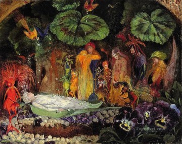 妖精 Painting - ジョン・アンスター・フィッツジェラルド 子供のための妖精の女王の死
